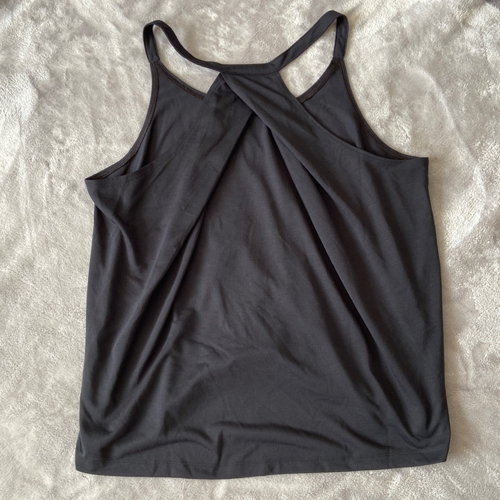 Black tank top with racer back and crossover back women’s size medium